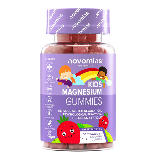 novomins kids magnesium gummies for tireness and fatigue, nervous system and muscle function